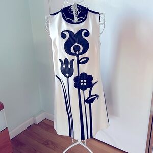 VICTORIA BECKHAM for Target black & white tank dress. Leather flower appliqués.